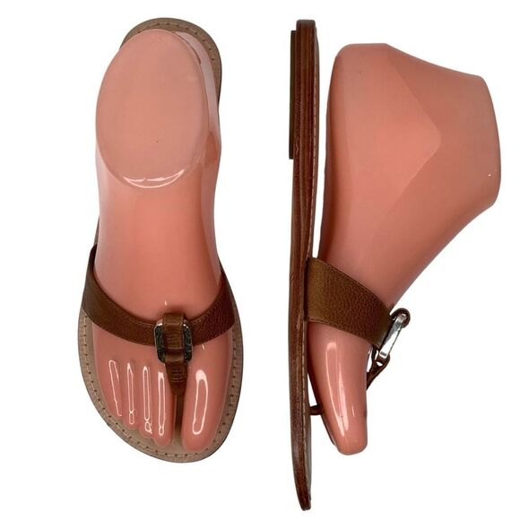 Brighton Ocean Slip On Thong Brown Leather Women’s Flat Flip Flop Sz 7M - Picture 1 of 9